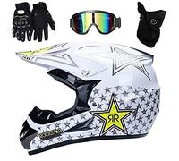 Intégral Casque Motocross Ensemble, avec Lunettes Gants Masque, Jeunesse Enfant Hors Route Moto Casque Équipement de Protection, Downhill Enduro VTT MTB BMX Quad Dirt Bike Casque(UU,M/54-55CM)