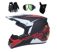 Intégral Casque Motocross Ensemble, avec Lunettes Gants Masque, Jeunesse Enfant Hors Route Moto Karting Scooter Casque, Descente MTB VTT BMX Enduro Quad Vélo de Saleté Accident Casque ( Color : Red ,