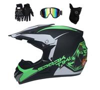Intégral Casque Motocross Ensemble, avec Lunettes Gants Masque, Jeunesse Enfant Hors Route Moto Karting Scooter Casque, Descente MTB VTT BMX Enduro Quad Vélo de Saleté Accident Casque ( Color : Noir ,