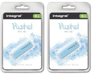 Integral - Clé 8 Go USB 2.0 - Pastel - Bleu (Lot de 2)