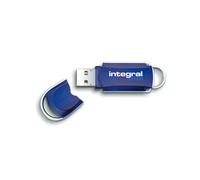 Integral Drive Courier Bleu 32GB USB 2.0 Type-A, Lecture 12MB/s, Ecriture 3MB/s, Compatible Windows/macOS/Linux, Dimensions 70x23x10mm