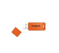 Integral Drive USB 2.0 8Go Orange Néon Type-A, Lecture 12Mo/s, Ecriture 3Mo/s, Compatible Windows/macOS/Linux, 54x18x8mm, 7g