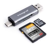 Integral INCRUSB3.2ACSDMSDR, MicroSD (TransFlash), SD, SDHC, SDXC, Noir, Argent, 5000 Mbit/s, USB 3.2 Gen 1 (3.1 Gen 1) Type-A/Type-C, 70 mm, 10 mm