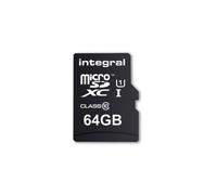 Integral INMSDX64G10-90U1, 64 Go, MicroSD, UHS-I, 90 Mo/s, Class 1 (U1), Noir