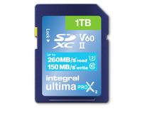 Integral Carte 1TB UHS-II SD V60 Jusqu'à 260MB/s en Lecture et 150MB/s en écriture Carte mémoire SDXC Professionnelle Haute Vitesse