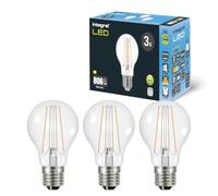 Integral LED Ampoule GLS A60, à filament, omnidirectionnelle, culot Edison à vis E27, blanc chaud 2700K, 806lm, 5,9W (équiv. 60W), comp. variateur, éclairage domestique/professionnel, lot de 3