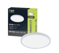 Integral LED Applique mur et plafond, 15 W 1 300 lumens, intensité variable | 241 mm de diamètre | Design circulaire extra-plat moderne avec cerclage blanc | Parfaite pour toutes les pièces