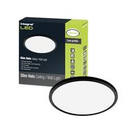 Integral LED Applique pour mur et plafond | 15 W - 1 300 lumens | Intensité variable | 241 mm de diamètre | Design circulaire extra-plat moderne avec cerclage noir | Parfaite pour toutes les pièces