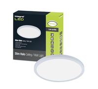 Integral LED Applique pour mur et plafond | 18 W - 1 500 lumens | Intensité variable | 291 mm de diamètre | Design circulaire extra-plat moderne avec cerclage blanc | Parfaite pour toutes les pièces