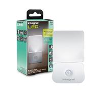 Integral LED Luz nocturna con sensor de movimiento | A pilas | Encendido/apagado automático | Tenue | Fijación en pared | Transparente | Ideal para dormitorios y lugares de paso