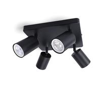 Integral LED Plafonnier Siena (base carrée) 4 spots GU10 | Éclairage intérieur pour montage au plafond | Têtes orientables et rotatives | Pour le salon, la chambre et la cuisine - Noir mat