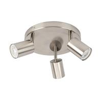 Integral LED Plafonnier Siena (base ronde) 3 spots GU10 | Éclairage intérieur (plafond) | Têtes orientables et rotatives | Idéal pour salon, chambre et cuisine - Nickel satiné