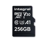 INTEGRAL Micro SDXC 256GB UHS1 U1 CL10 V30 A1 + Adaptateur SD - Lecture jusqu'à 100 MB/s / Ecriture jusqu'à 45MB/s + SD Adapter