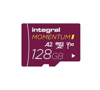 Integral Momentum I 128 Go Carte microSDXC, 210 Mo/s en Lecture, 180 Mo/s en écriture, V30, U3, A2, pour 4K/5K UHD sur GoPro, Drones DJI, caméras Sport et 360°, étanche, Antichoc