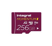 Integral Momentum I 256 Go Carte microSDXC, 210 Mo/s en Lecture, 180 Mo/s en écriture, V30, U3, A2, pour 4K/5K UHD sur GoPro, Drones DJI, caméras Sport et 360°, étanche, Antichoc