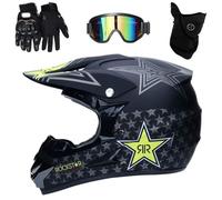 Intégral MTB Casque de Motocross, avec Lunettes Gants Masque, Jeunesse Enfants Hors Route Enduro Moto Karting Casques, Descente MX VTT BMX Courses Dirt Bike Accident Casque(Matte Black,S/52-53CM)