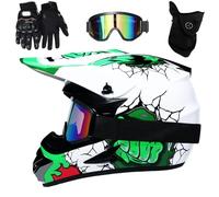 Intégral MTB Casque Motocross avec Lunettes Gants Masque, Approuvé par Le Dot Adulte Jeunesse Hors Route VTT Scooter Moto Casque, Une Descente BMX Quad Moto Cross Accident Casque(E5,M(54-55cm))
