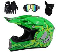 Intégral MTB Casque Motocross avec Lunettes Gants Masque, Approuvé par Le Dot Adulte Jeunesse Hors Route VTT Scooter Moto Casque, Une Descente BMX Quad Moto Cross Accident Casque(H8,S(52-53cm))