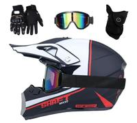 Intégral MTB Casque Motocross avec Lunettes Gants Masque, Approuvé par Le Dot Adulte Jeunesse Hors Route VTT Scooter Moto Casque, Une Descente BMX Quad Moto Cross Accident Casque(G7,L(56-57cm))