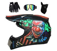 Intégral MTB Casque Motocross, avec Lunettes Gants Masque, Jeunesse Enfants Hors Route BMX Moto VTT Casque, Double Sport Descente Quad Dirt Bike Enduro Accident Casque(A,S/52-53CM)