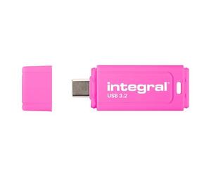 Integral Neon-C - Clé USB - 128 Go - USB-C 3.1 Gen 1 - rose