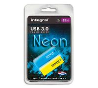 INTEGRAL Pack de 2 clés USB 3.0 32Go Bleu/Jaune INFD32GBNEON3.0BLYL