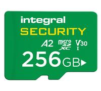 Integral Carte microSDXC haute endurance 256 GB - UHS-I, V30, U3, A2, Classe 10 - Pour vidéosurveillance, dashcams, sécurité domestique - Jusqu’à 47 h d’enregistrement en boucle et 48 000 h en continu