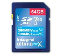 Integral UltimaPro X2 - Carte mémoire flash - 64 Go - Video Class V60 / UHS-II U3 / Class10 - SDXC UHS-II