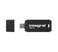 Integral USB-C Black 128GB Clé USB 3.2 Gen 1 - Type-C Haute Vitesse/USB 3.1/3.0, Lecture 150 Mo/s, Écriture 30 Mo/s, Plug-and-Play, Stockage Portable pour PC, Mac, Ordinateur Portable