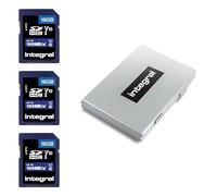 Integral V10 UHS U1 Lot de 3 Cartes SD de 16 Go dans Un étui de Protection en métal à 6 emplacements pour Carte mémoire SDHC Haute Vitesse jusqu'à 100 Mo/s