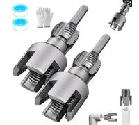 Integrated Internal & External Pipe Threading Tool, Pipe Thread Cutting Tool, 1/2'' 3/4'' Sizes, Electric Drill Compatible PVC & Plastic Pipes Threader for Home Repair (3/4''+1/2'')