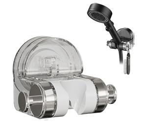 Integrated Suction Cup Shower Rack Wall Mounted Non Perforated Shower Fixture, 2025 New Universal No Drill Adjustable Removable Shower Head Holder Suction Cup(1Pcs grey)