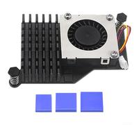 Intégration du radiateur et du ventilateur pour Raspberry Pi 5 en aluminium à haute conductivité pour un refroidissement efficace (noir)