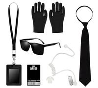 Integrity.1 Ensemble de Costumes de Services Secrets Accessoires, Men in Black Deguisement, Kit de Costumade de Sécurité, Ensemble D'accessoires D'agent, pour Hommes Femmes pour Cosplay