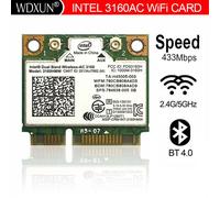 Intel double bande sans fil-AC 3160 AC3160 316AC AC3160HMW demi Mini PCI-Express sans fil Wlan + carte Wifi Bluetooth4.0
