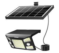 intelamp Lampe Solaire d'extérieur avec détecteur de mouvement, 8000mAh 2000lm Projecteur Solaire, Éclairage Solaire Extérieur pour terrasse, garage, rue, étanchéité IP65