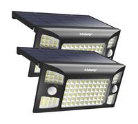 intelamp Lampe solaire Extérieur,4000mAh 1300LM Projecteur Solaire Haute Luminosité, Lumiere Solaire Exterieur à 3 Modes et Deux Capteur de Mouvement,IP65 étanche pour jardin, garage, allée