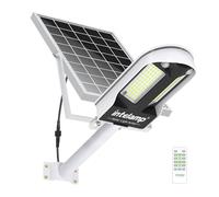 intelamp Lampe Solaire Exterieur, Double Capteurs, 12500 mAh 3000 lm Projecteur Solaire Exterieur Super Lumineux avec Télécommande, 4 Modes Lampadaire Solaire Exterieur pour Garage, Rues et Cours