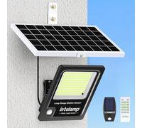 intelamp Lampes solaires de sécurité d'extérieur avec détecteur de mouvement 3000 lm super lumineuses avec batterie de 12 000 mAh et câble de 5 m - Double panneaux de capteurs séparés pour jardins