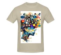 Intelligence Artificielle Brain Print T-shirts basiques en coton à col rond pour hommes - T-shirts graphiques fantaisie à manches courtes - Style quotidien noir, naturel, 4XL