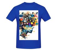 Intelligence Artificielle Brain Print T-shirts basiques en coton à col rond pour hommes - T-shirts graphiques fantaisie à manches courtes - Style quotidien noir, bleu, XL