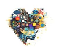 Intelligence artificielle Cerveau Impression Art Brique Puzzle en forme de cœur Brique Bricolage Bricolage Blocs de Construction Ensemble 3D Décoration de la Maison 82 Pièces