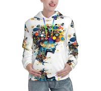 Intelligence Artificielle Cerveau Imprimé Femmes Mode Sweats à Capuche Sweats à Capuche Sweats Doux Automne Hiver Pull Tops Pulls Tenues, Noir , L