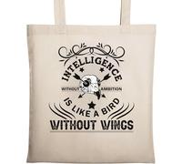 Intelligence Without Ambition is Like Bird Without Wings Sac fourre-tout en coton écologique naturel Beige