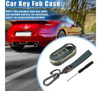Intelligent Clé Gousset Étui Trousse Compatible pour Fiat 500, Bleu avec Clé Chaîne