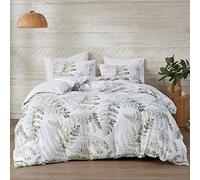 Intelligent Design Inspire Parure de lit réversible 100% Satin de Coton Respirant avec Housse de Couette et taie d'oreiller (Coussin Non Inclus), Judith, Feuille de Palmier Verte, très Grand lit/très