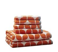 Intelligent Design Lita Lot de 6 Serviettes de Bain en Coton Jacquard très absorbantes, Comprenant 2 Serviettes de Bain et 4 essuie-Mains, Orange et Gris