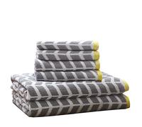 Intelligent Design - Nadia Ensemble de serviettes de bain/salle de bain en coton à séchage rapide, motif chevron absorbant, de qualité supérieure - Ensemble de serviettes de bain ultra douces - Gris - Lot de 6 pièces avec 2 serviettes de douche, 4 essuie-mains