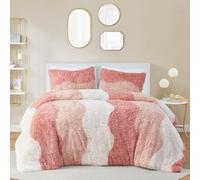 Intelligent Design Parure de lit 3 pièces en fausse fourrure à poils longs, douce et confortable, design ombré tendance avec couleurs vives, pour toutes les saisons, literie alternative au duvet, taie
