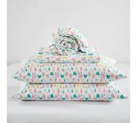 Intelligent Design Parure de lit 4 pièces en Flanelle 100% Coton, Douce, Confortable, Respirante, Festive et Adorable, Poche Profonde pour Matelas jusqu'à 40,6 cm, Motif Arbres de Vacances Blancs